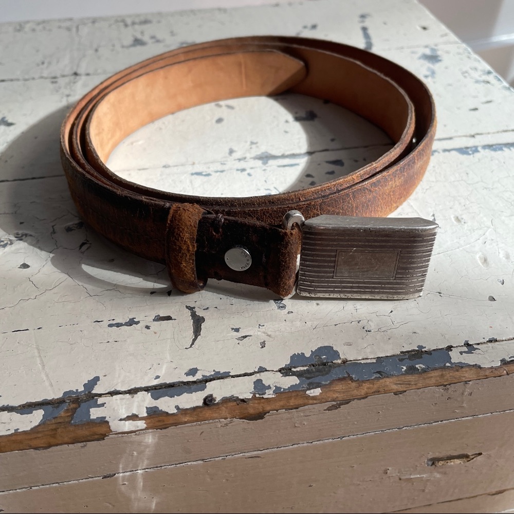 rag & bone brown suede leather belt with silver buckle